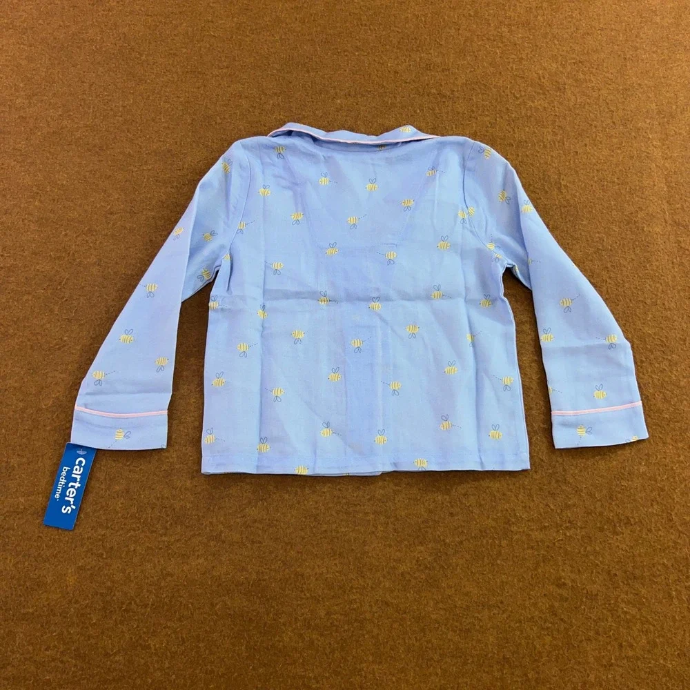 Carter's Toddler 5T Blue Bumblebee Print Button Front Pajama Top NWT